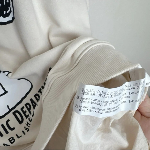 Zara Womens Small Snoopy Peanut Limited Tier Back Beige Hoodie - Picture 12 of 16